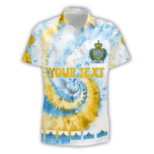 San Marino Short Sleeve Shirt Custom Tie Dye Style 1