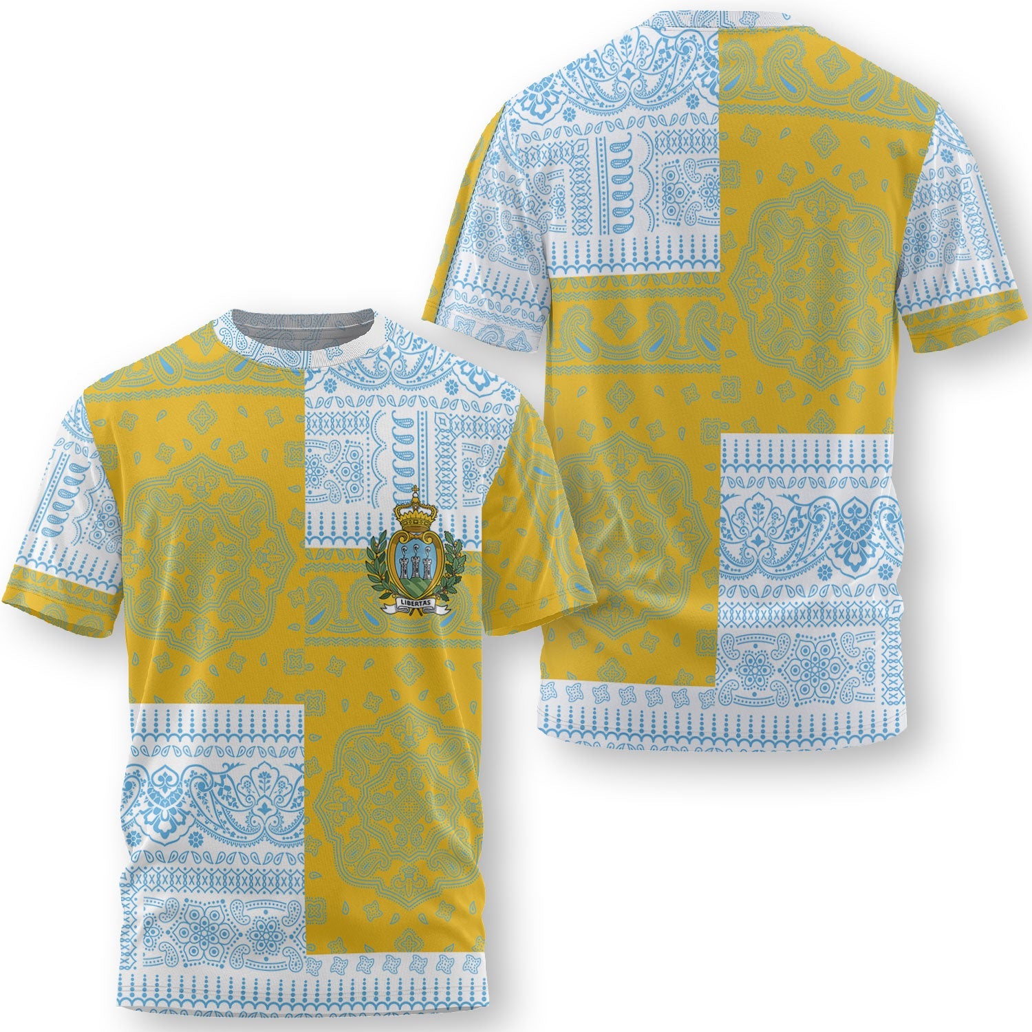 San Marino T Shirt Flag And Paisley Basic Style 1