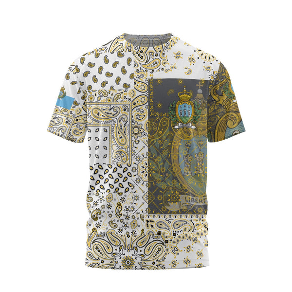 San Marino T Shirt Paisley Flag And Skull Style 1