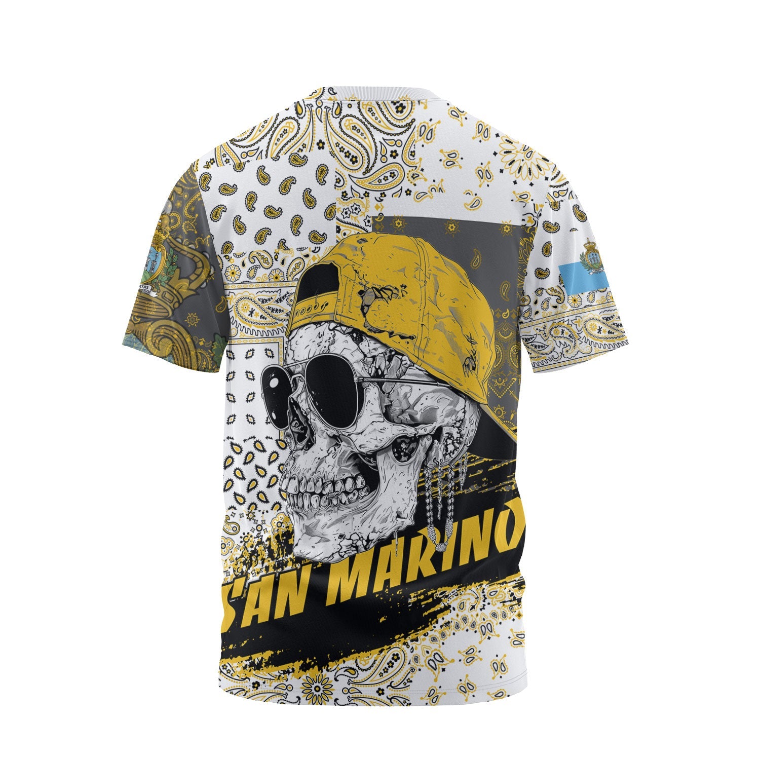 San Marino T Shirt Paisley Flag And Skull Style 2