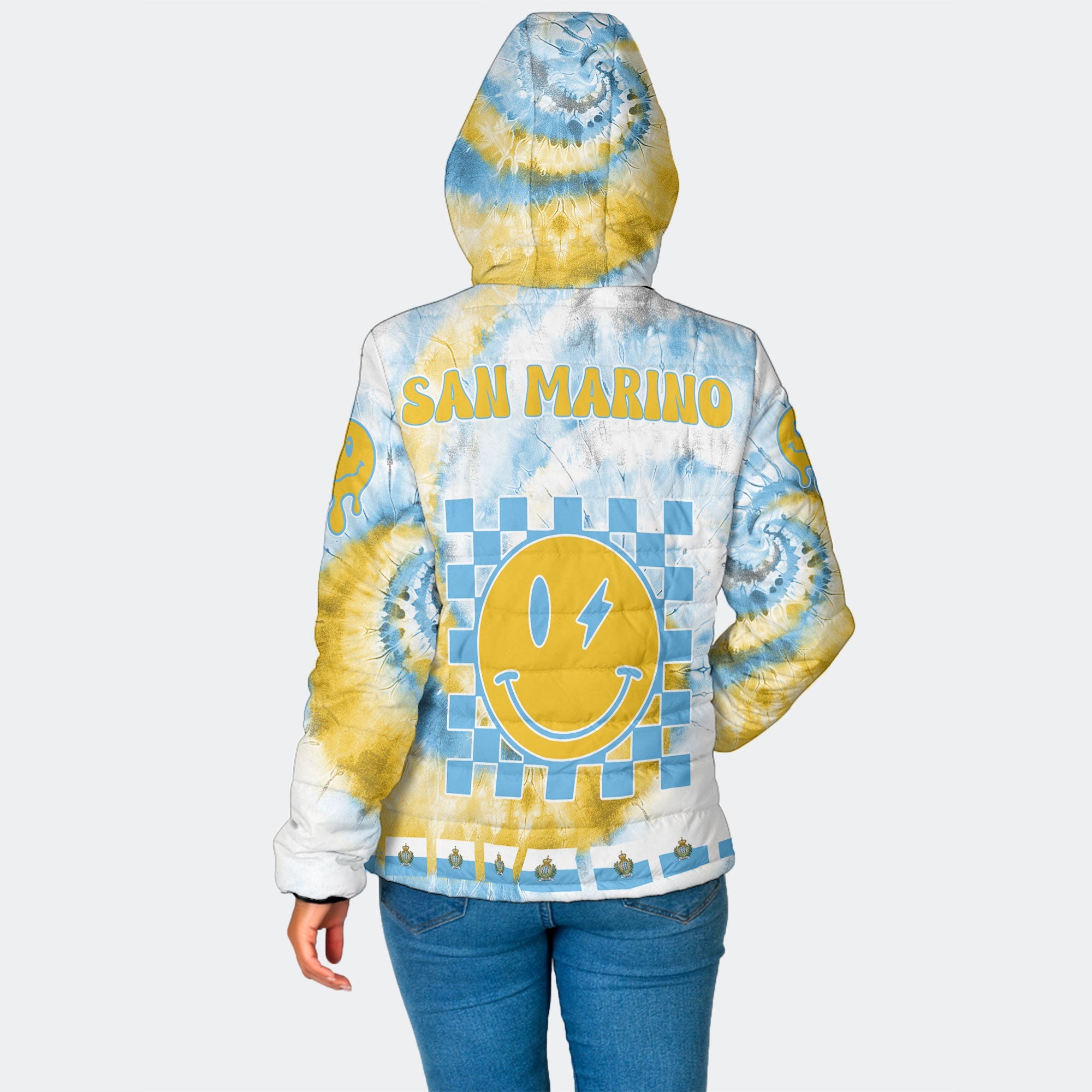 San Marino Women Hooded Padded Jacket Custom Tie Dye Style 2