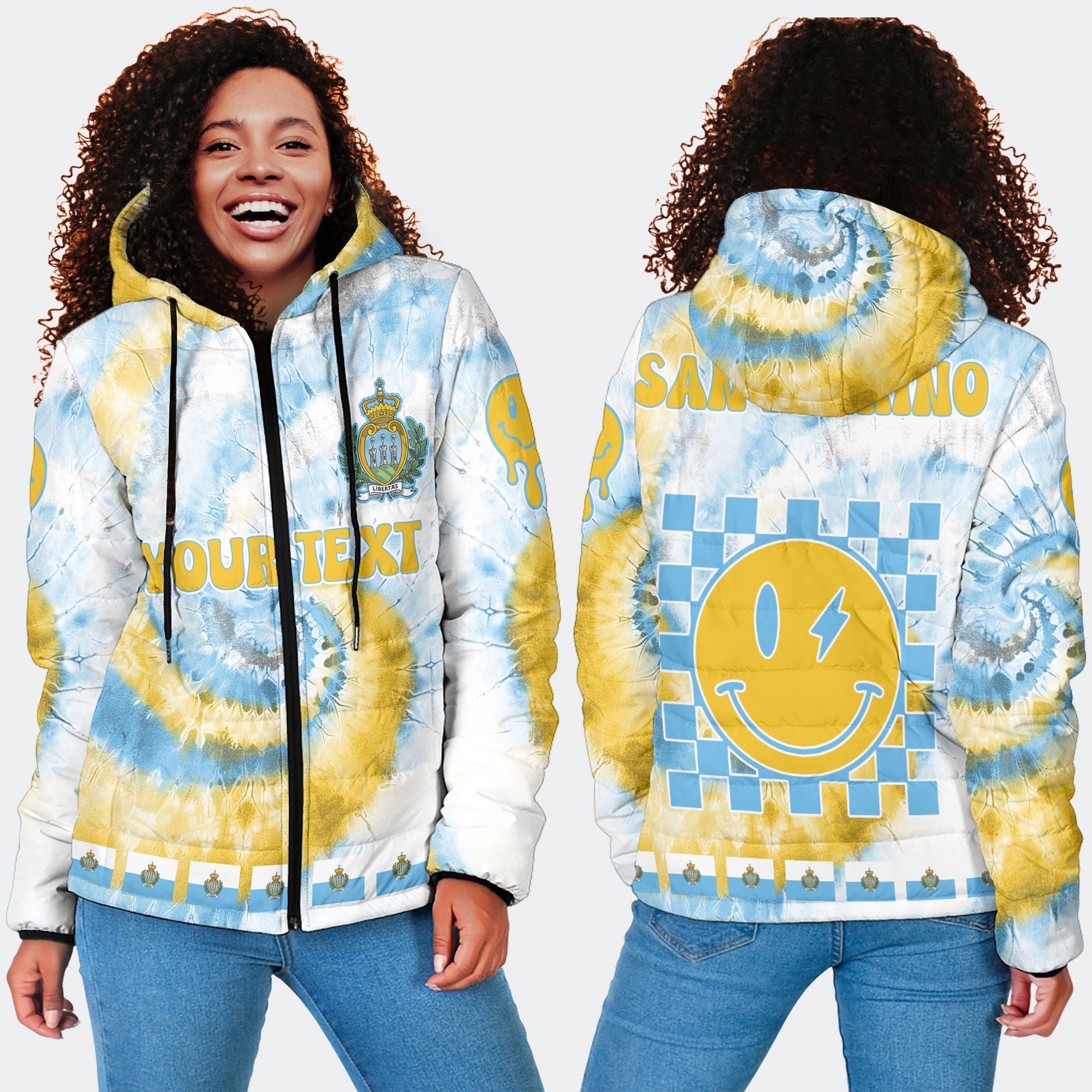 San Marino Women Hooded Padded Jacket Custom Tie Dye Style 4