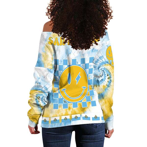 San Marino Women Off Shoulder Sweatshirt Custom Tie Dye Style 1