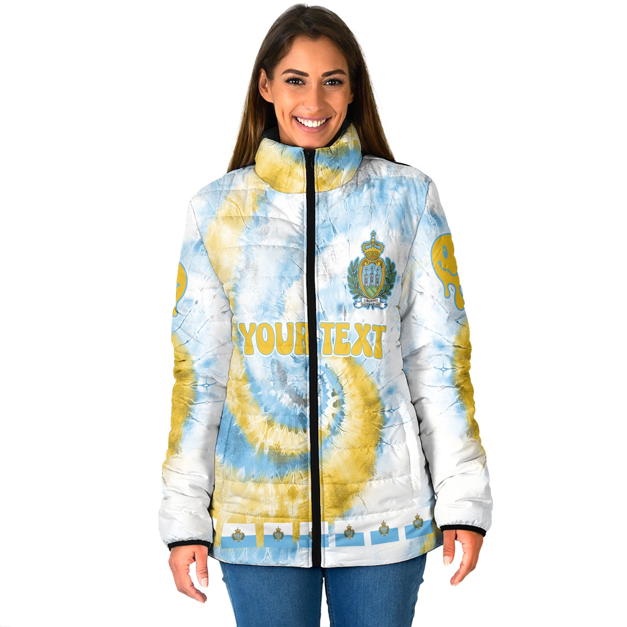 San Marino Women Padded Jacket Custom Tie Dye Style 1