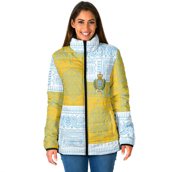 San Marino Women Padded Jacket Flag And Paisley Basic Style 1