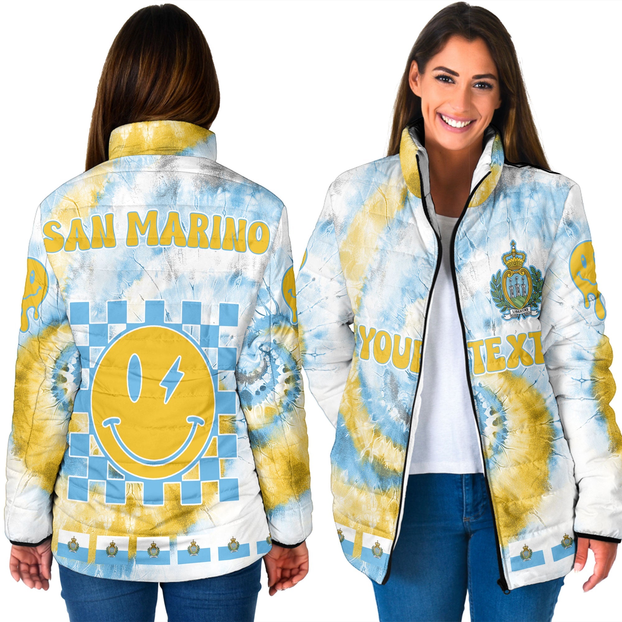 San Marino Women Padded Jacket Custom Tie Dye Style 3