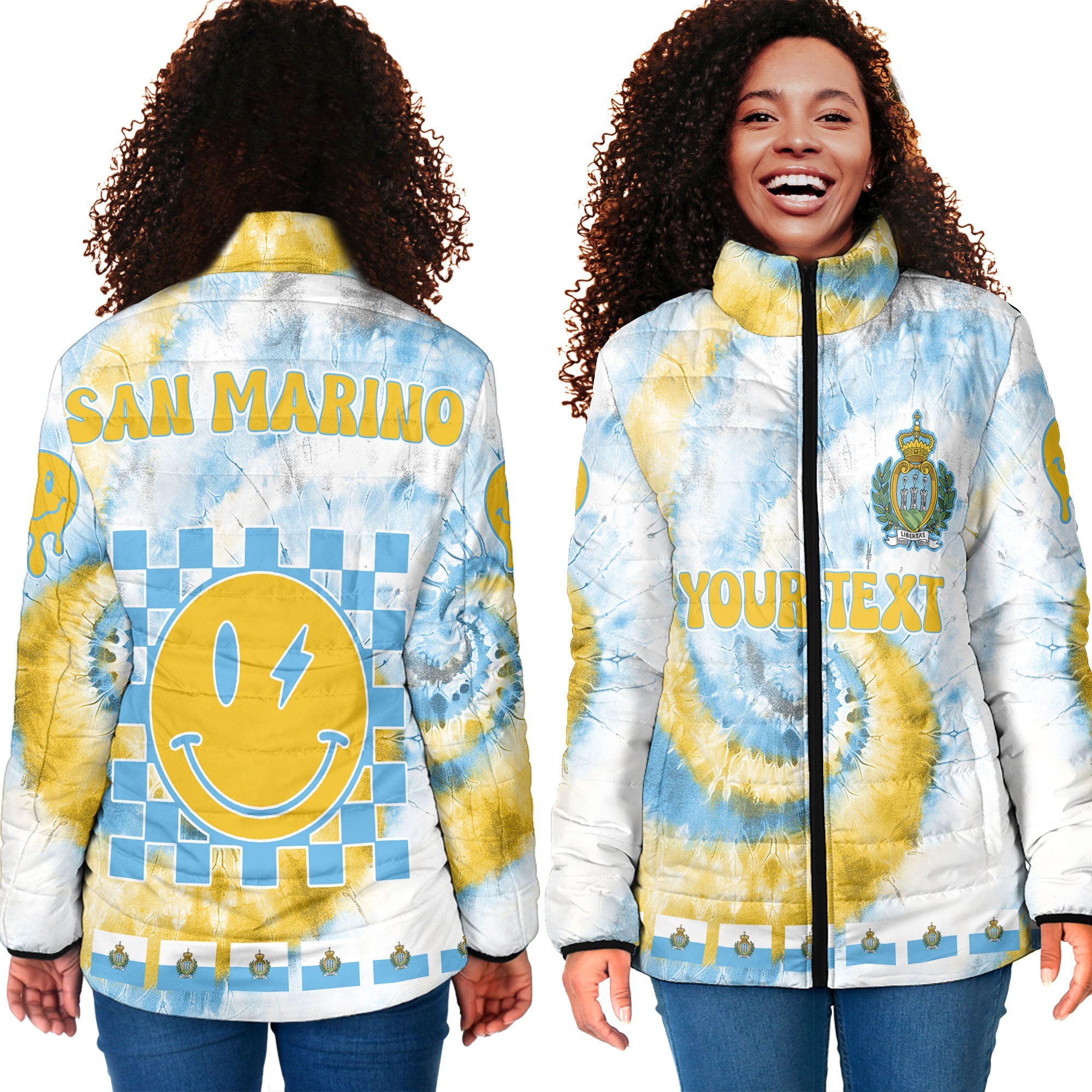 San Marino Women Padded Jacket Custom Tie Dye Style 4