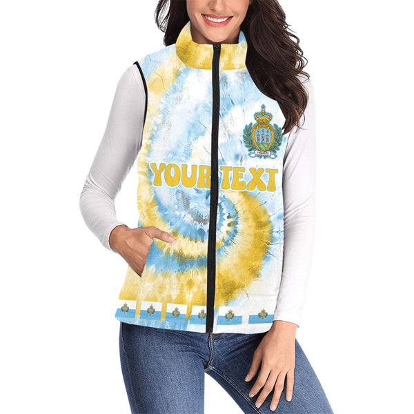 San Marino Women Padded Jacket Vest Custom Tie Dye Style 1