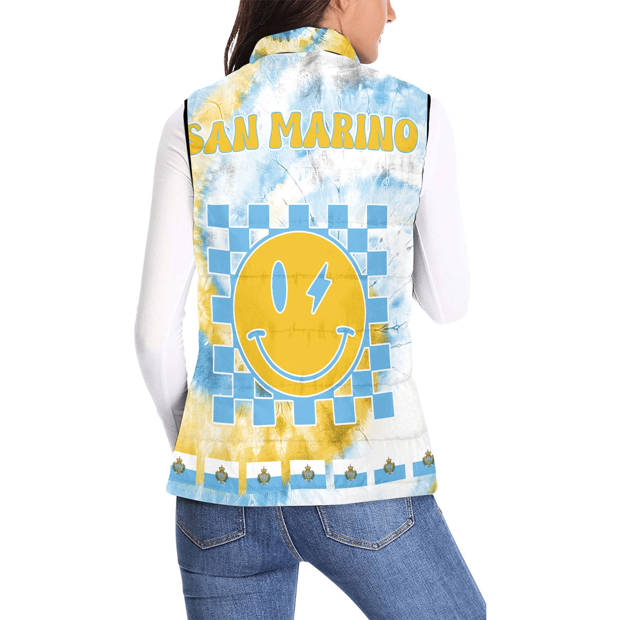 San Marino Women Padded Jacket Vest Custom Tie Dye Style 2