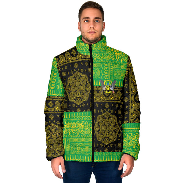 Sao Tome And Principe Men Padded Jacket Flag And Paisley Basic Style 1