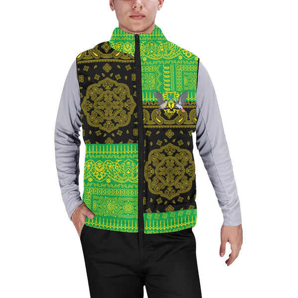 Sao Tome And Principe Men Padded Jacket Vest Flag And Paisley Basic Style 1