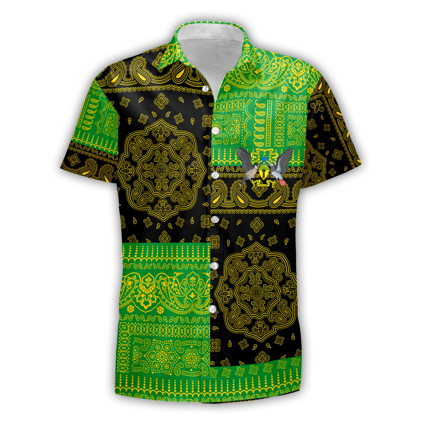 Sao Tome And Principe Short Sleeve Shirt Flag And Paisley Basic Style 2