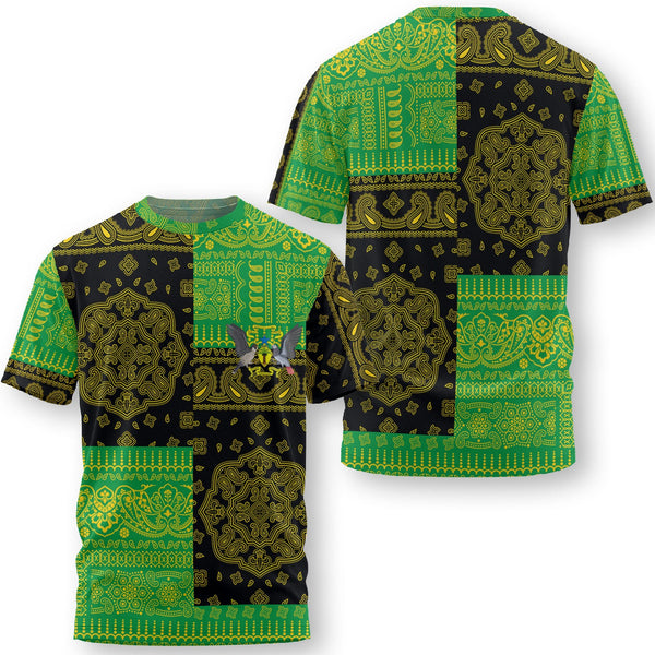 Sao Tome And Principe T Shirt Flag And Paisley Basic Style 1