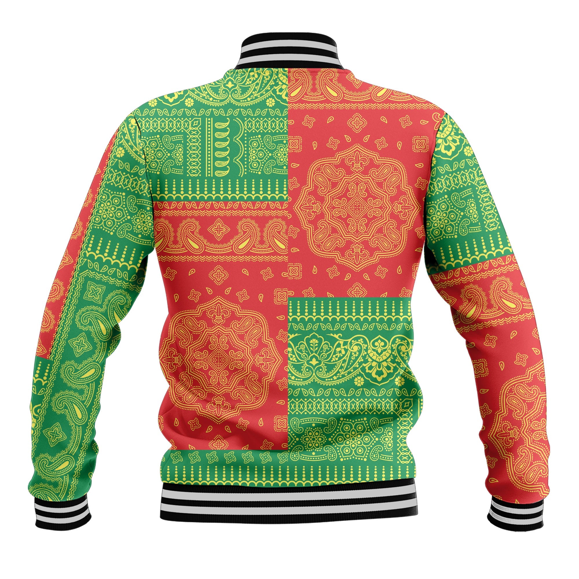 Senegal Baseball Jacket Flag And Paisley Basic Style 3