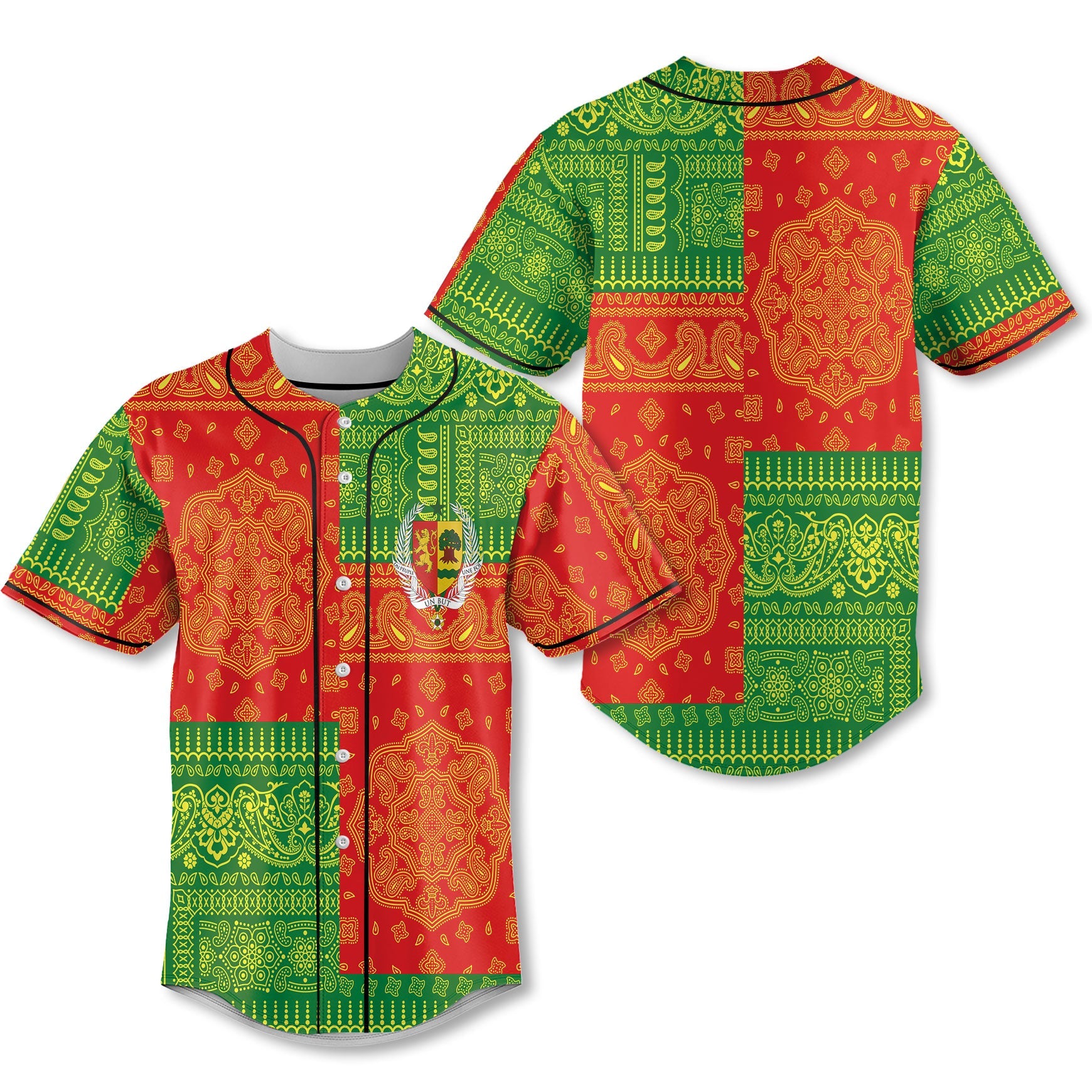 Senegal Baseball Jersey Flag And Paisley Basic Style 1