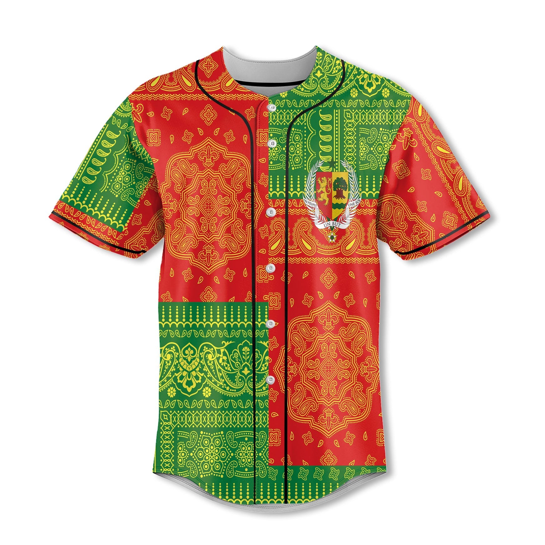 Senegal Baseball Jersey Flag And Paisley Basic Style 2