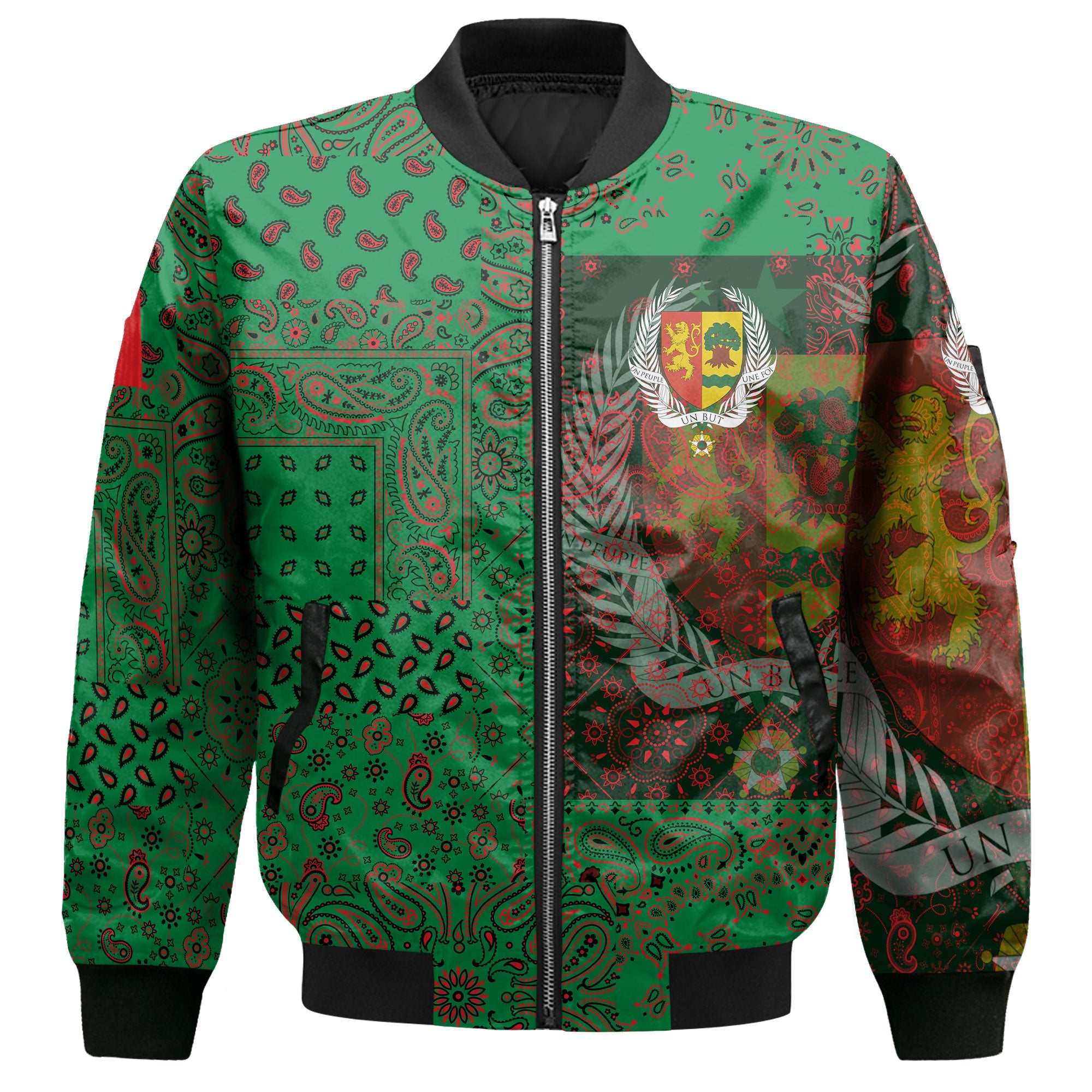 Senegal Bomber Jacket Paisley Flag And Skull Style 2