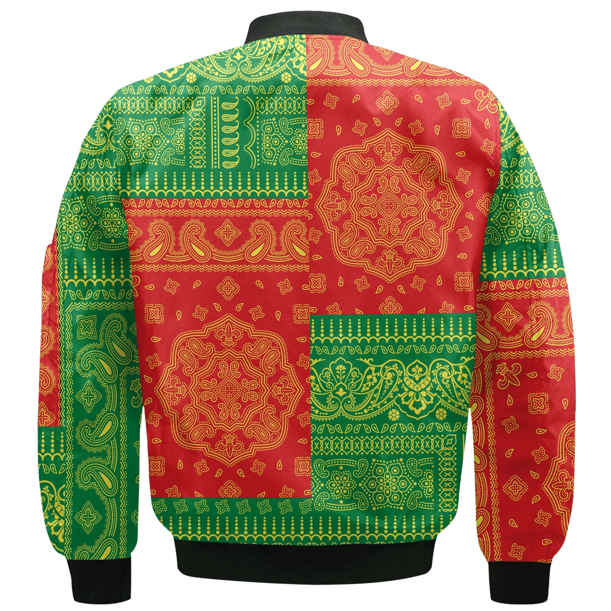 Senegal Bomber Jacket Flag And Paisley Basic Style 3