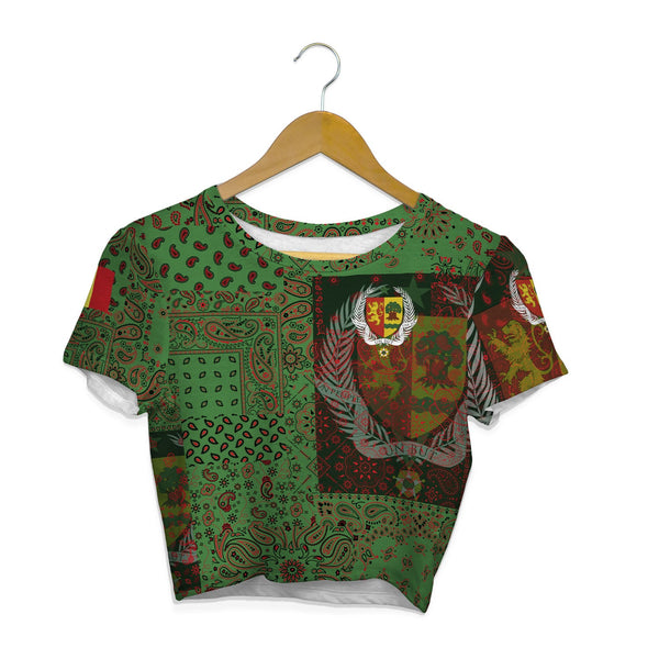 Senegal Croptop T Shirt Paisley Flag And Skull Style 1