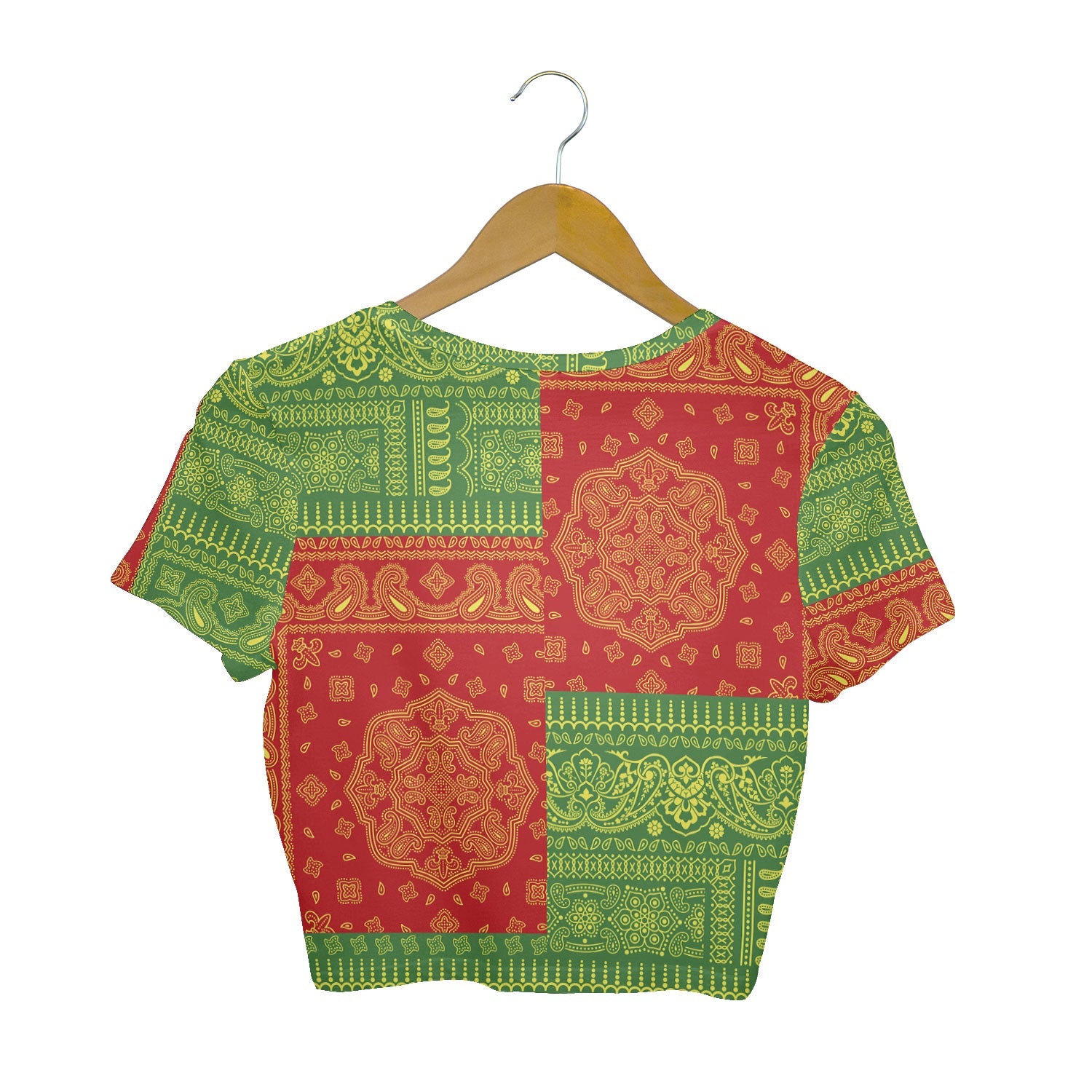 Senegal Croptop T Shirt Flag And Paisley Basic Style 2