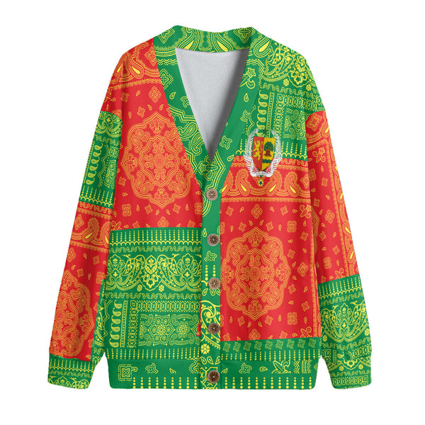 Senegal Fleece Cardigan Flag And Paisley Basic Style 1