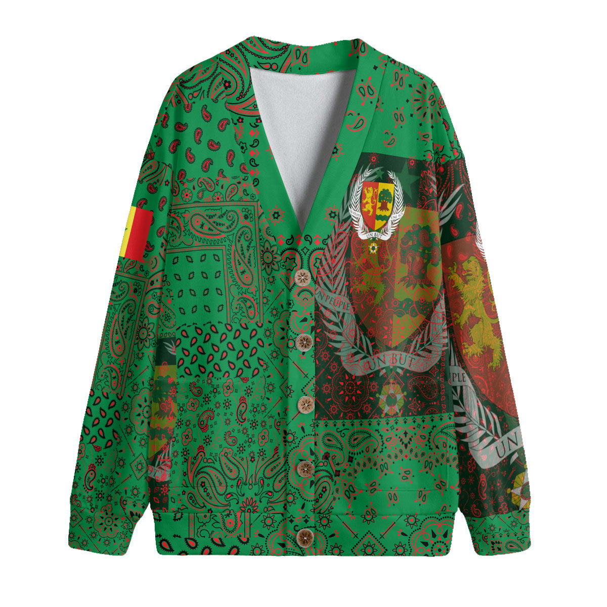 Senegal Fleece Cardigan Paisley Flag And Skull Style 1