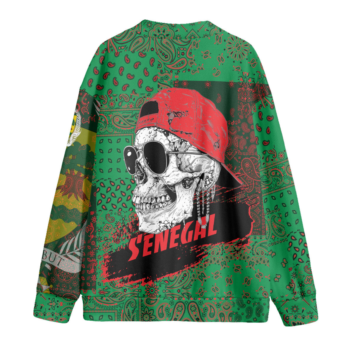 Senegal Fleece Cardigan Paisley Flag And Skull Style 2