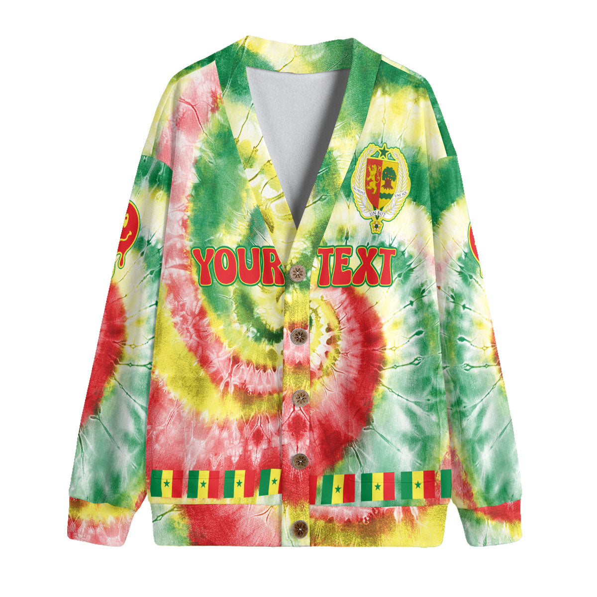 Senegal Fleece Cardigan Custom Tie Dye Style 4