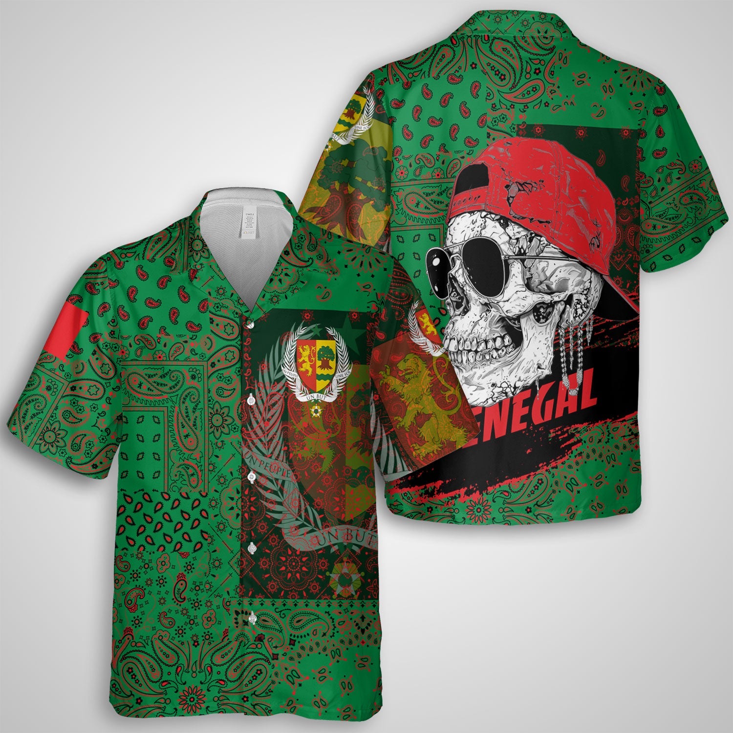 Senegal Hawaiian Shirt Paisley Flag And Skull Style 1