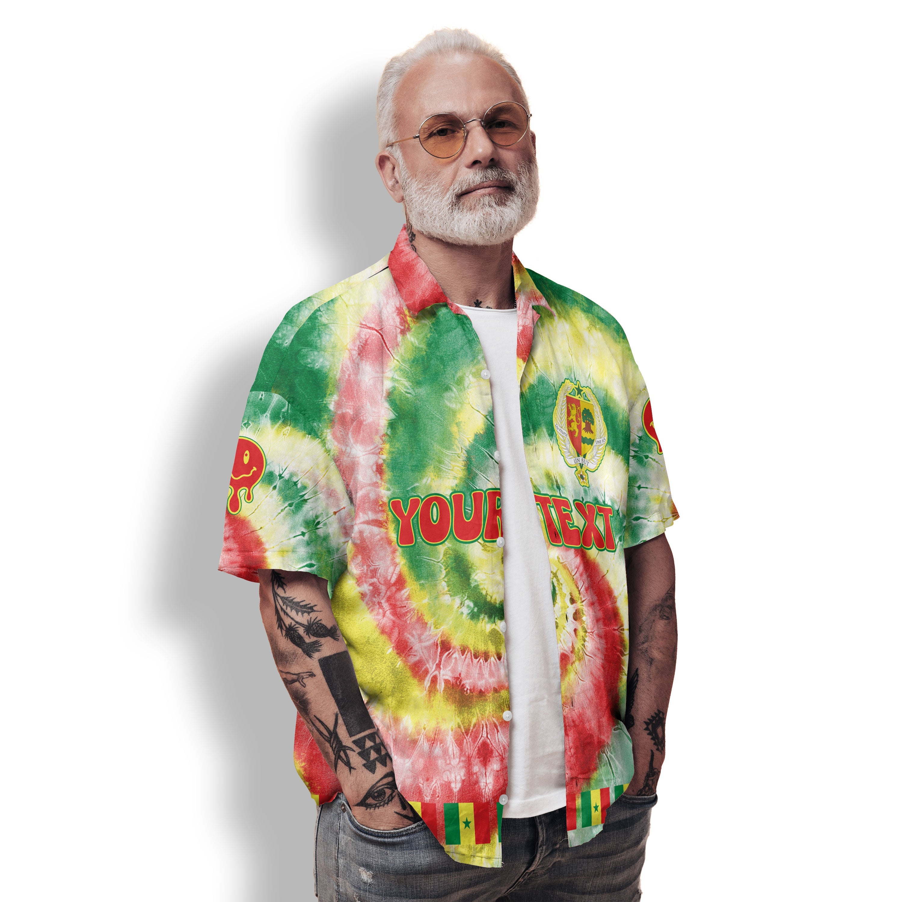 Senegal Hawaiian Shirt Custom Tie Dye Style 2