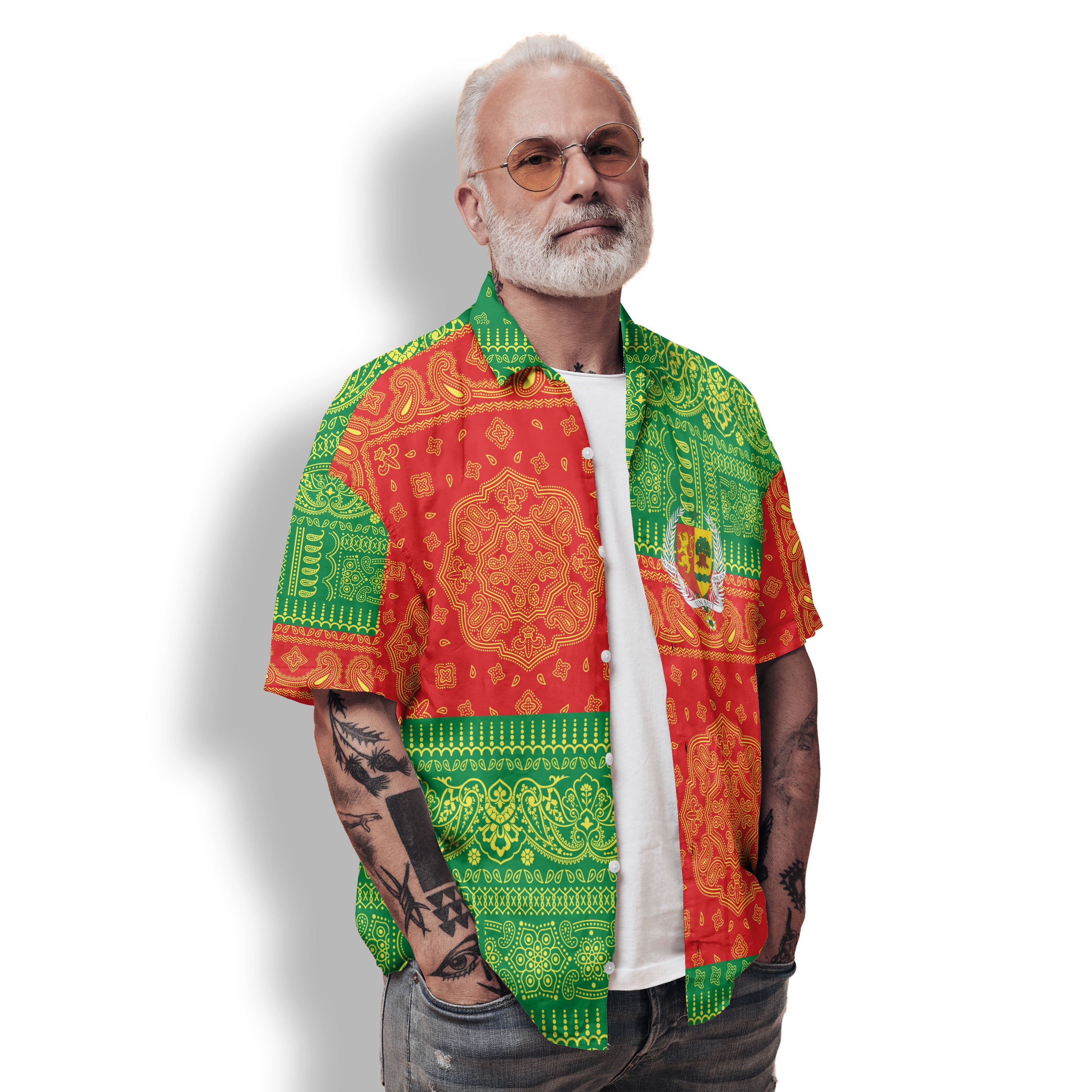 Senegal Hawaiian Shirt Flag And Paisley Basic Style 2