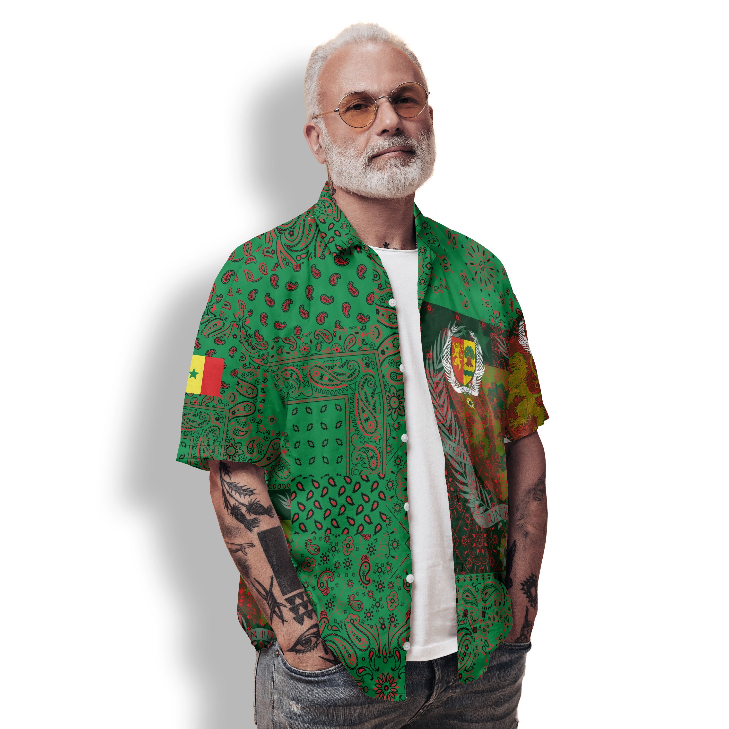 Senegal Hawaiian Shirt Paisley Flag And Skull Style 2