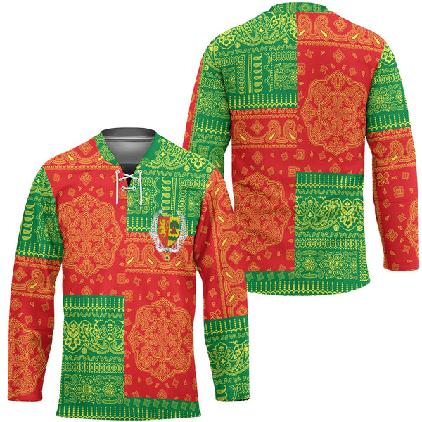 Senegal Hockey Jersey Flag And Paisley Basic Style 1