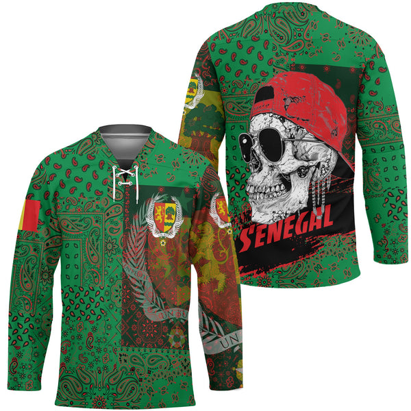 Senegal Hockey Jersey Paisley Flag And Skull Style 1