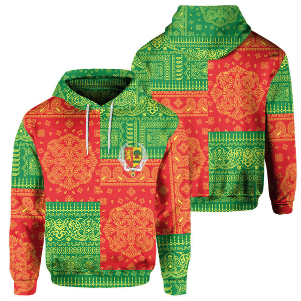 Senegal Hoodie Flag And Paisley Basic Style 1