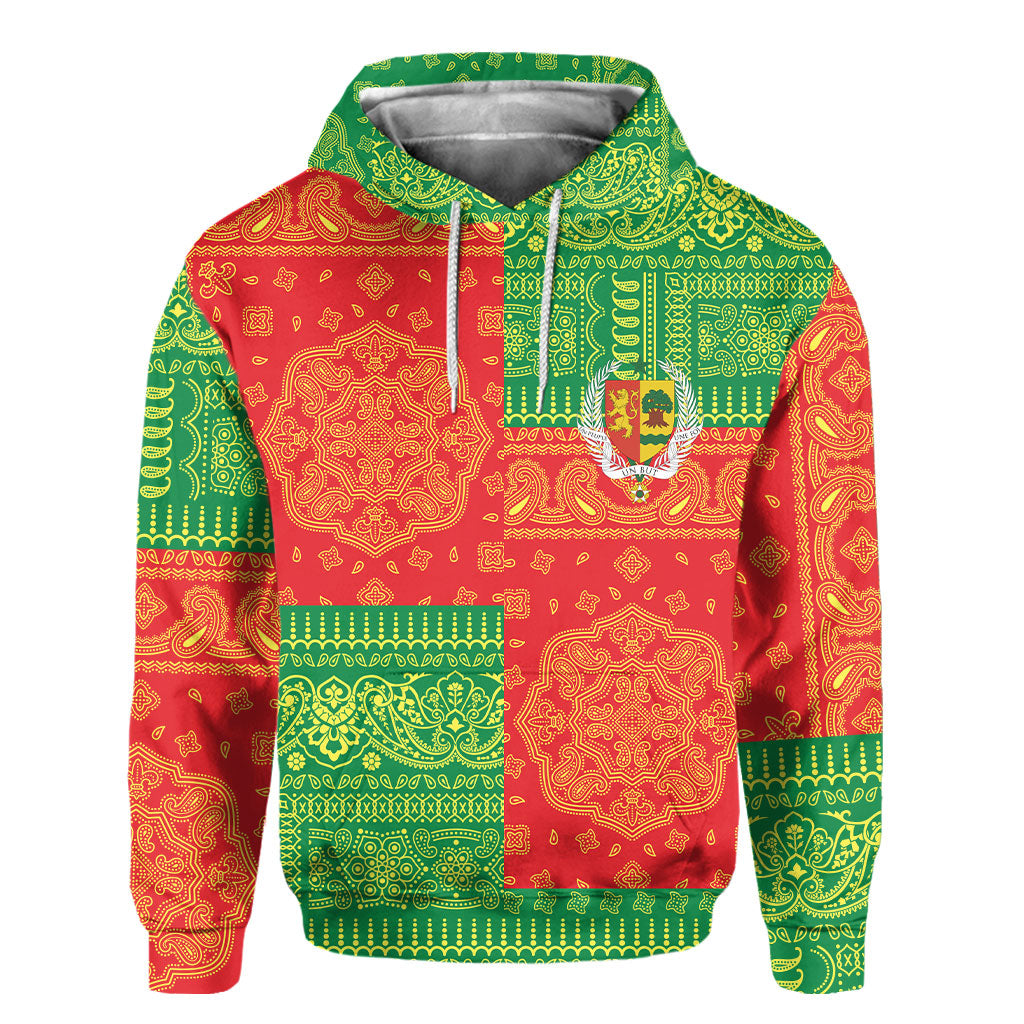 Senegal Hoodie Flag And Paisley Basic Style 2