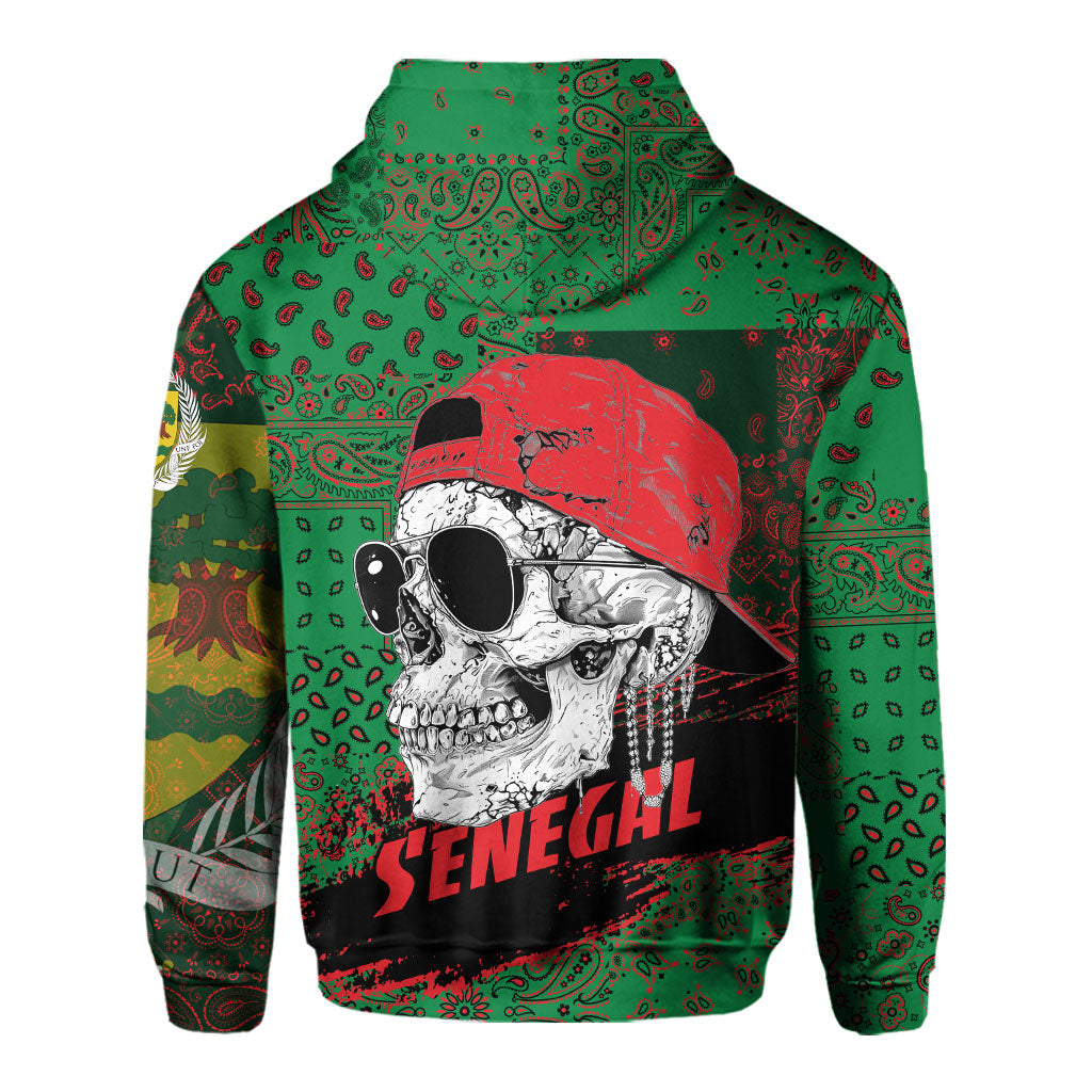 Senegal Hoodie Paisley Flag And Skull Style 3