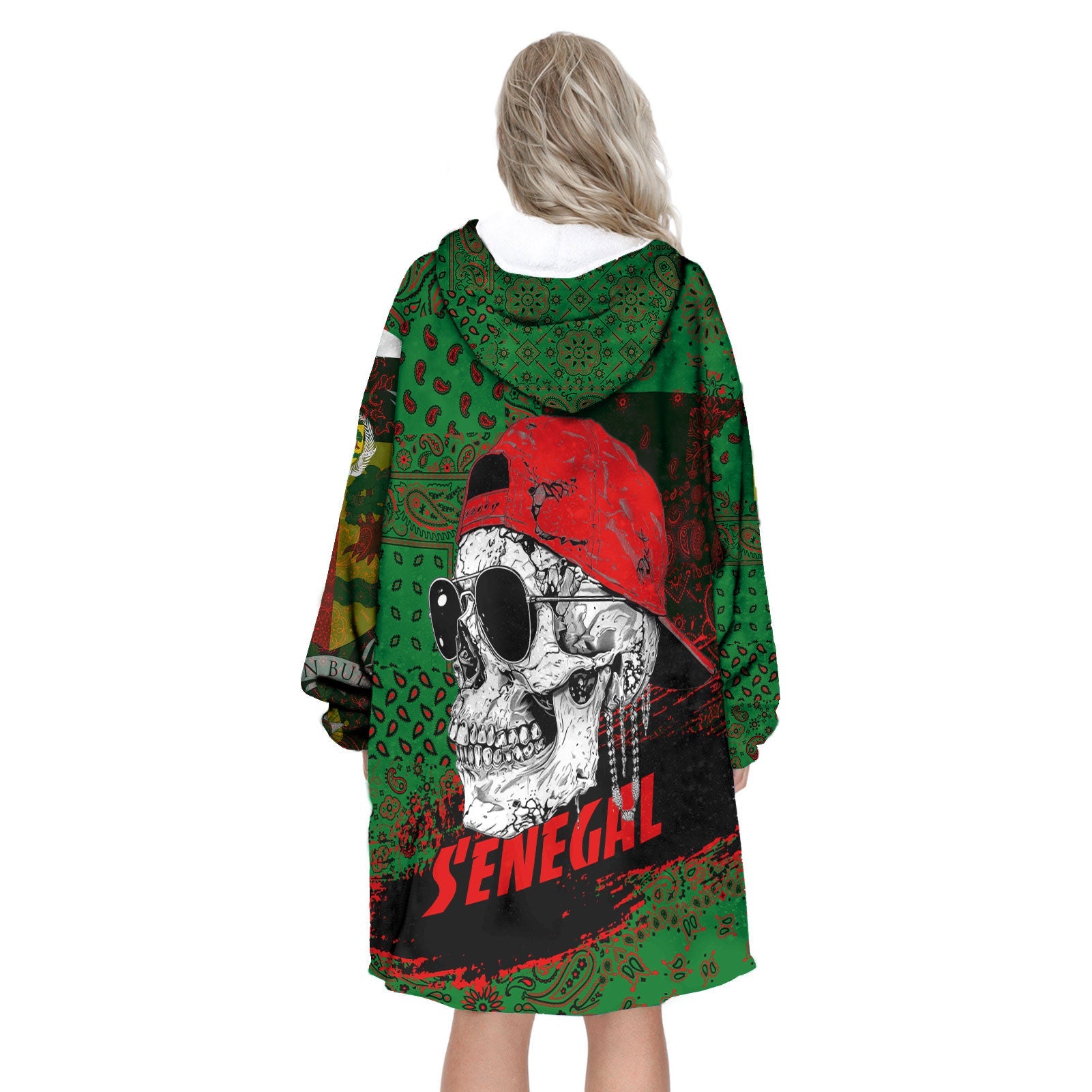 Senegal Hoodie Blanket Paisley Flag And Skull Style 3