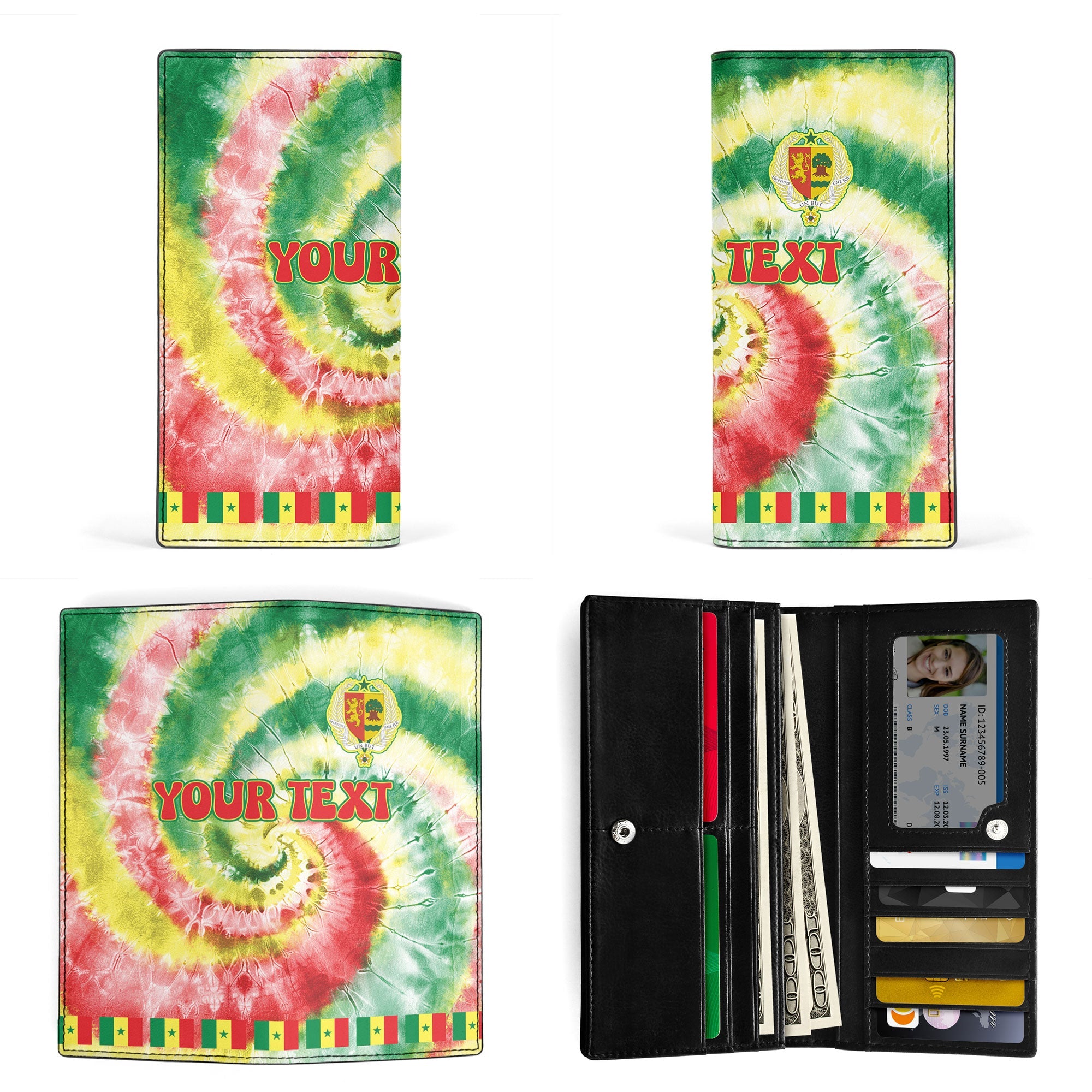 Senegal Leather Wallet Custom Tie Dye Style 3