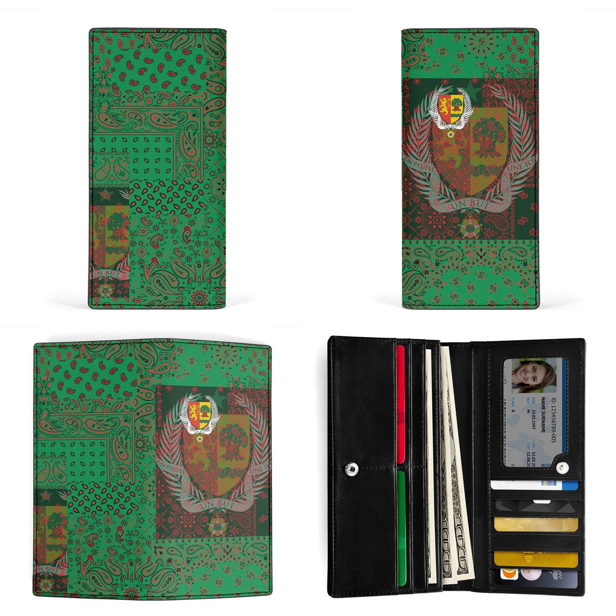 Senegal Leather Wallet Paisley Flag And Skull Style 3