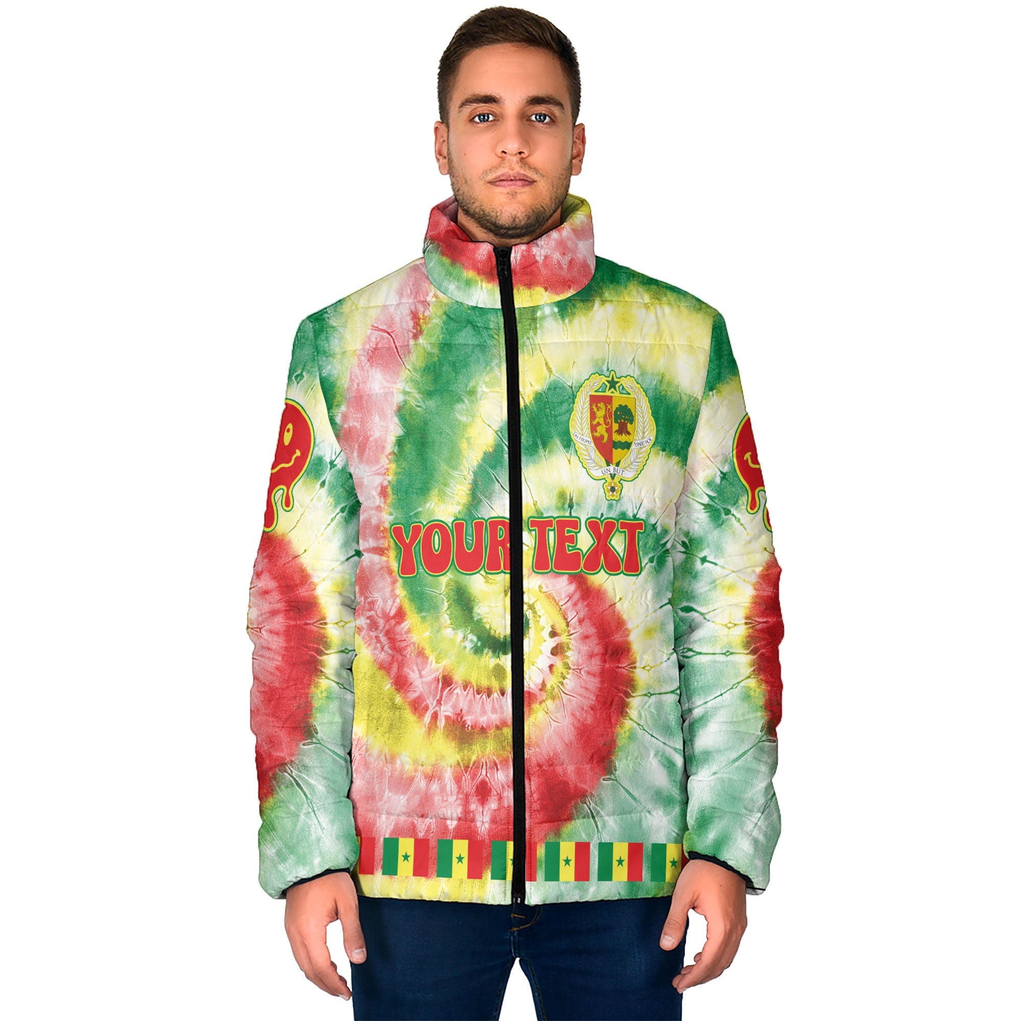 Senegal Men Padded Jacket Custom Tie Dye Style 1