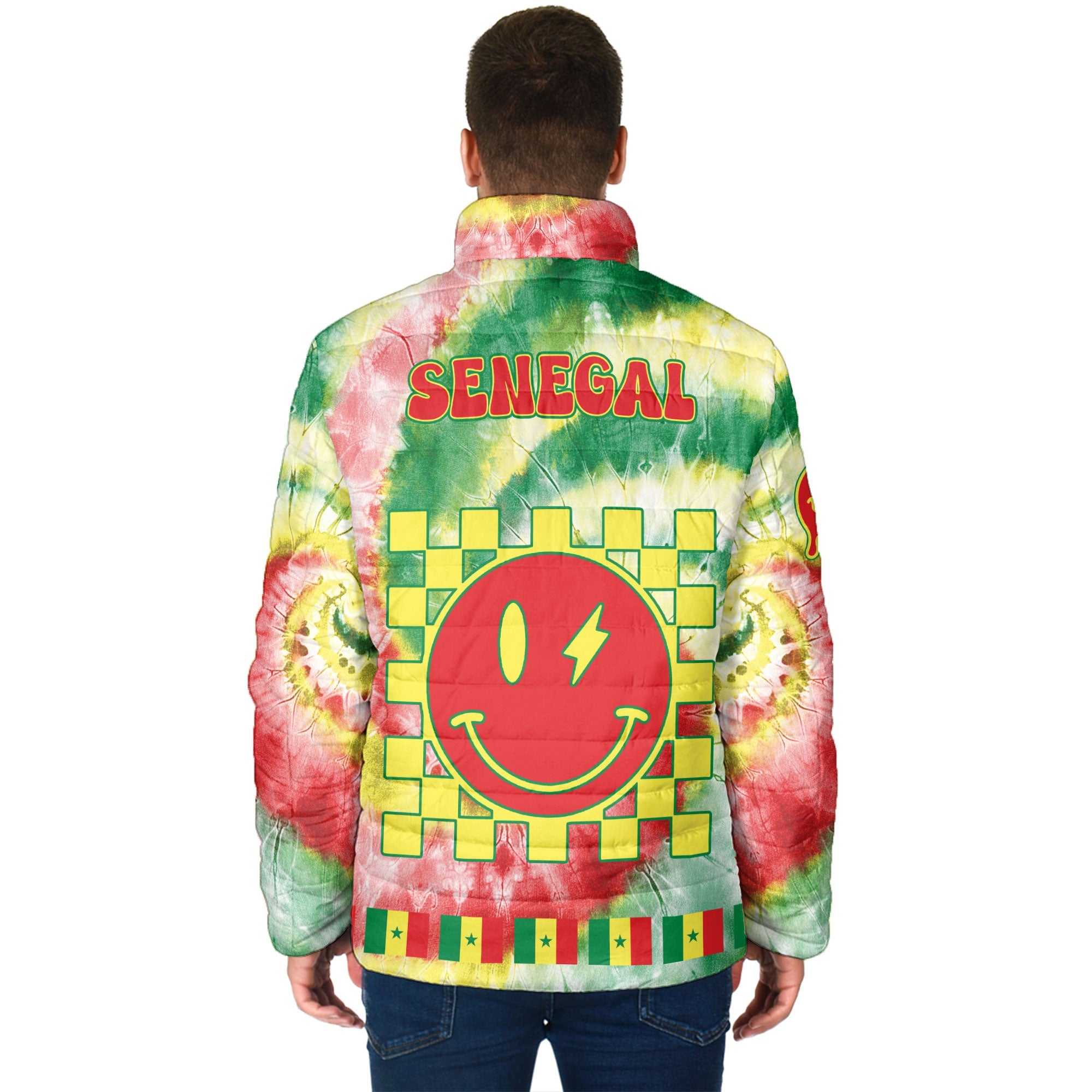 Senegal Men Padded Jacket Custom Tie Dye Style 2