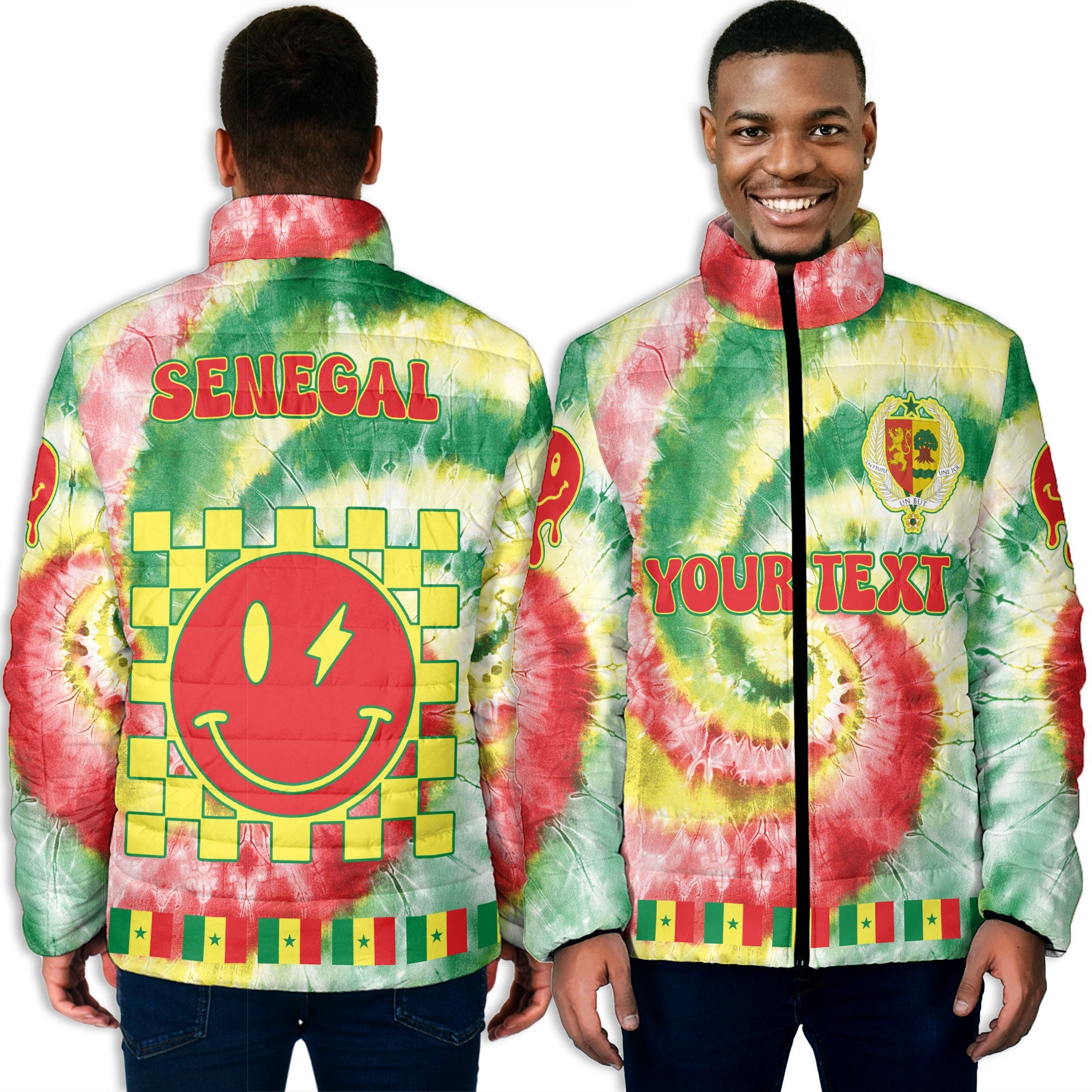 Senegal Men Padded Jacket Custom Tie Dye Style 3