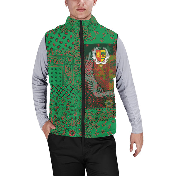 Senegal Men Padded Jacket Vest Paisley Flag And Skull Style 1