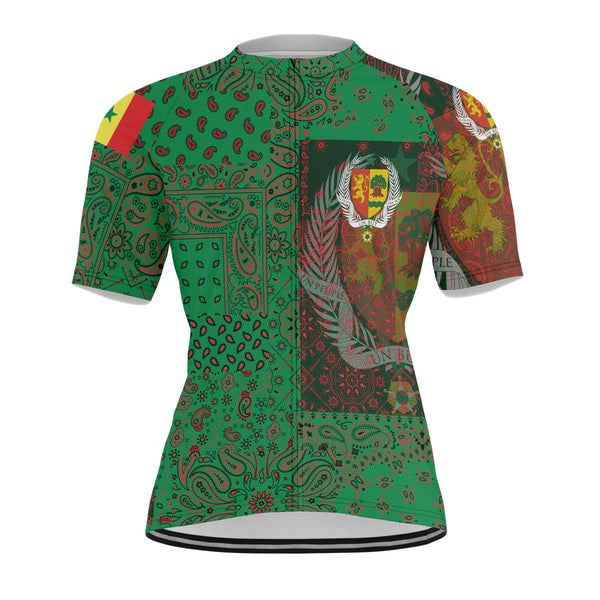 Senegal Men Cycling Jersey Paisley Flag And Skull Style 1