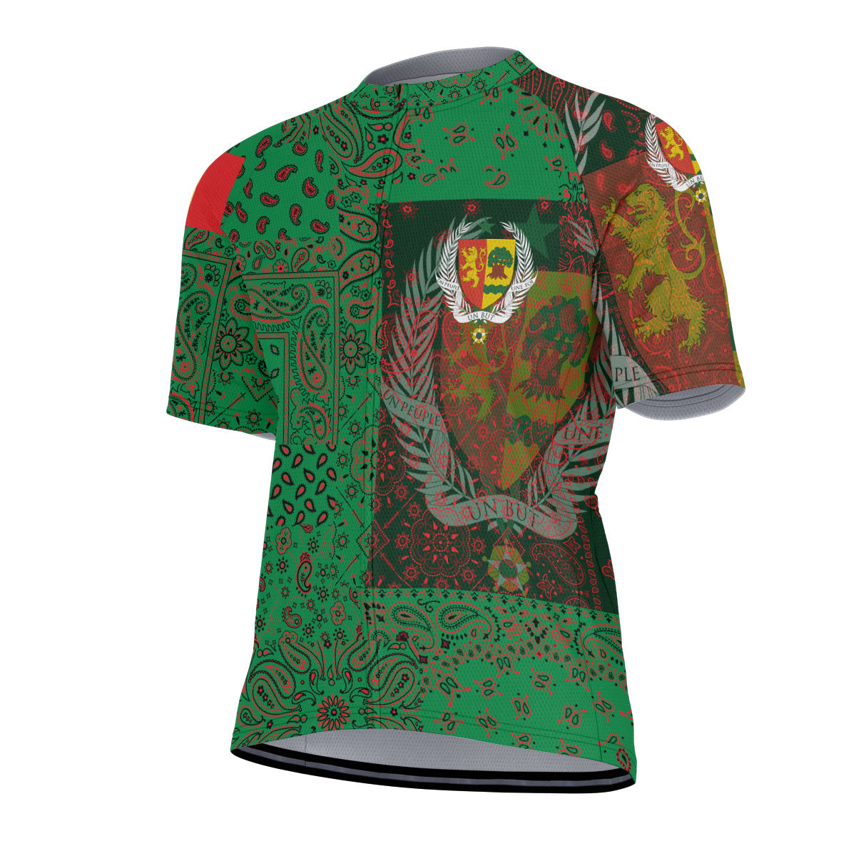 Senegal Men Cycling Jersey Paisley Flag And Skull Style 2