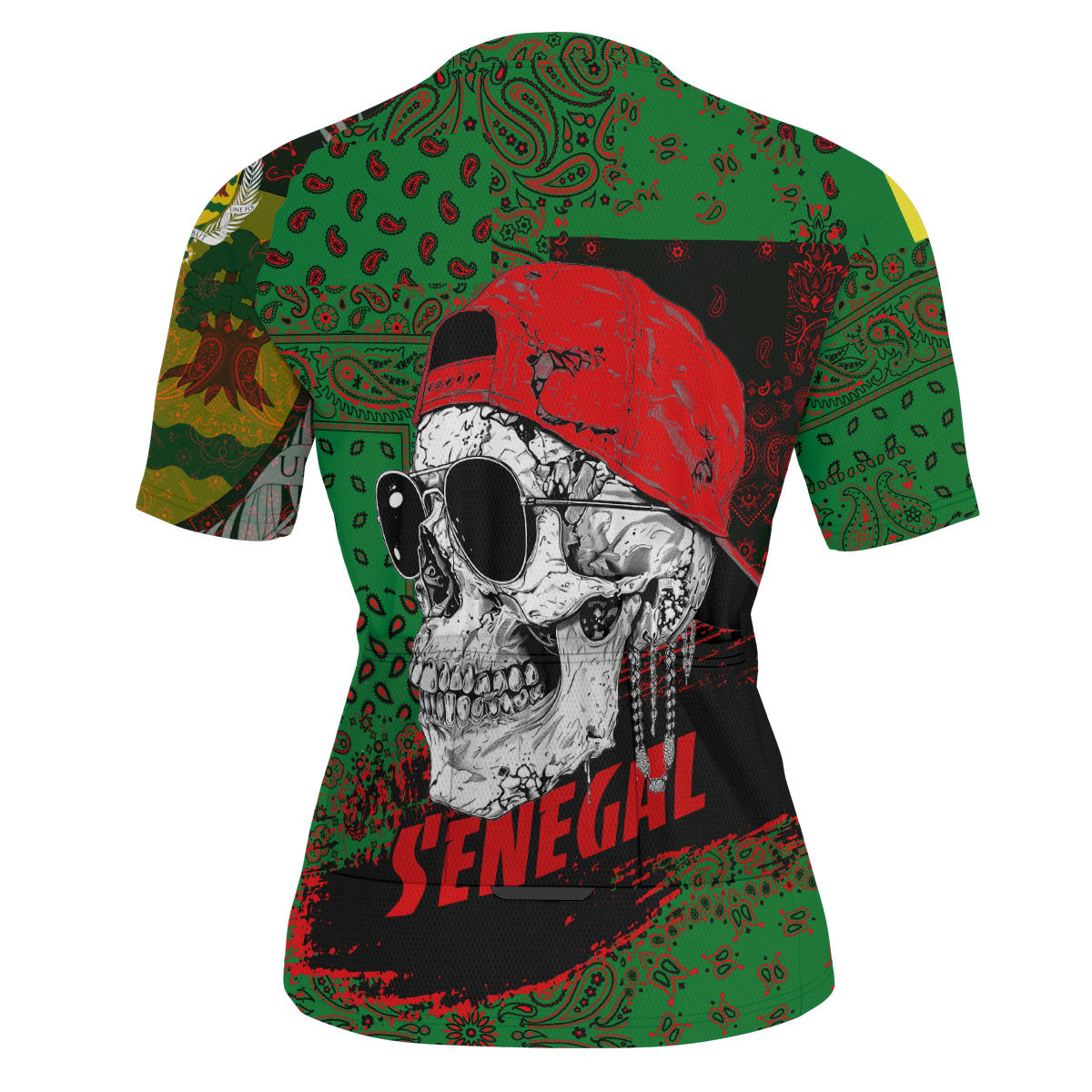 Senegal Men Cycling Jersey Paisley Flag And Skull Style 3