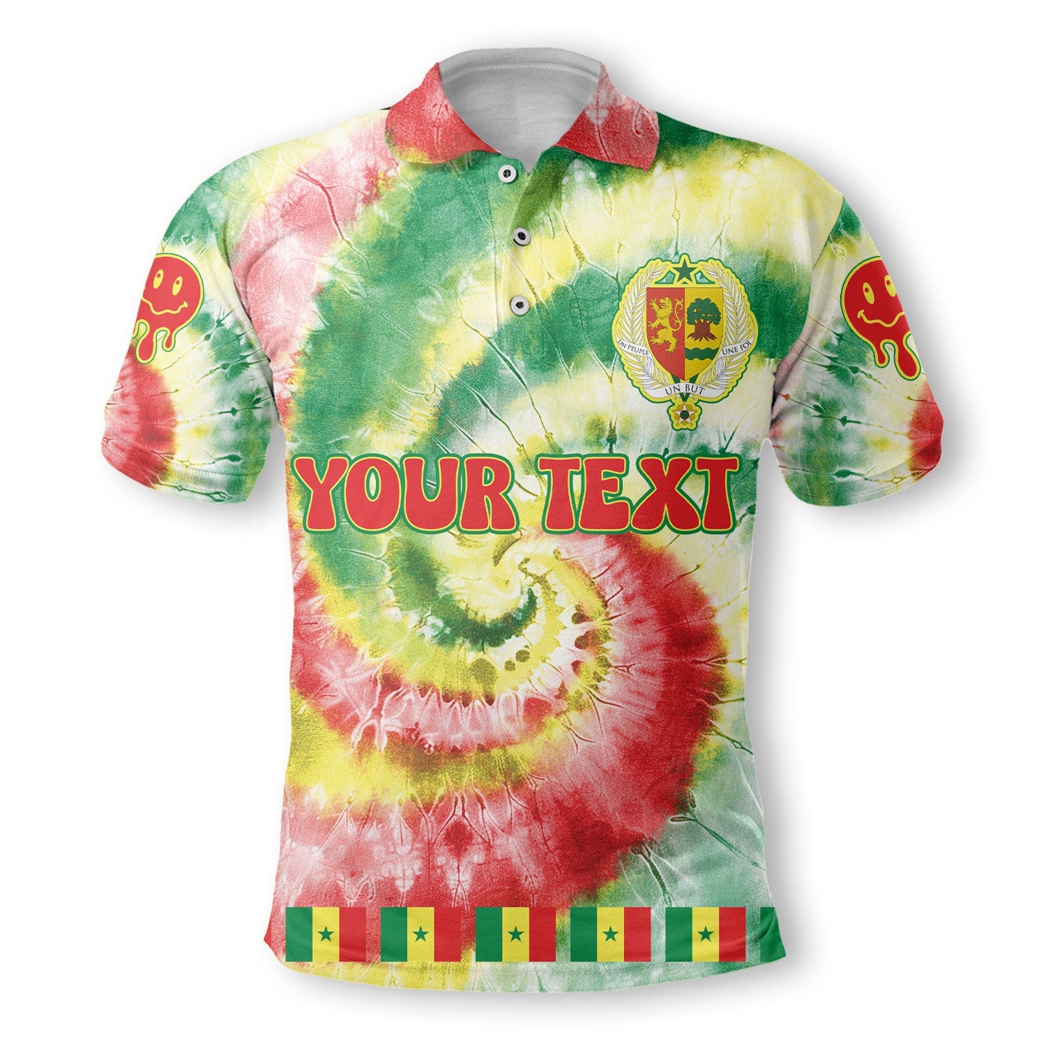 Senegal Polo Shirt Custom Tie Dye Style 2