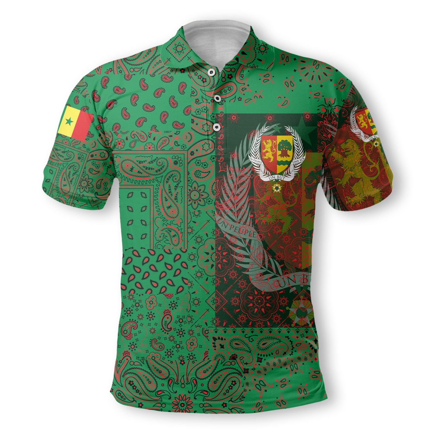 Senegal Polo Shirt Paisley Flag And Skull Style 2