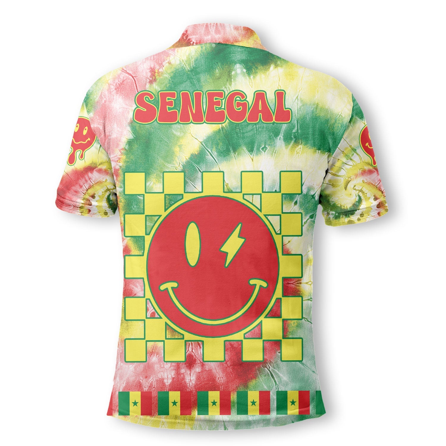 Senegal Polo Shirt Custom Tie Dye Style 3